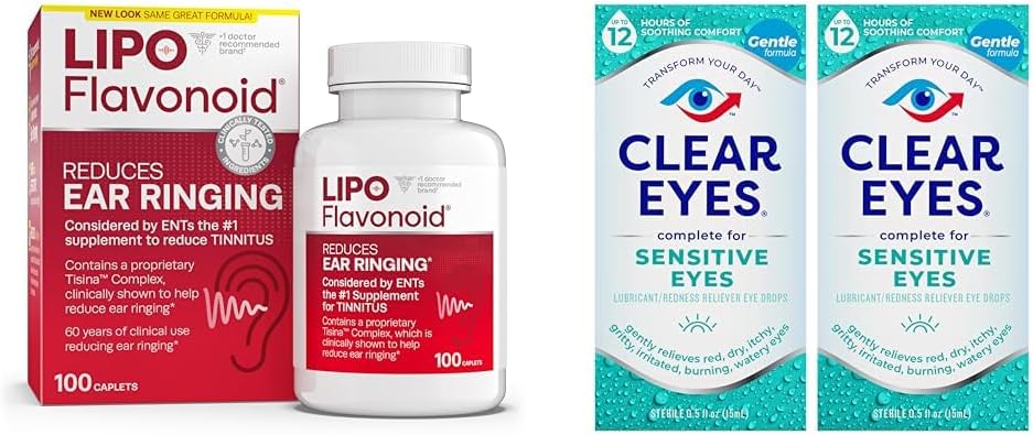 Lipo-Flavonoid Tinnitusの救助の耳の健康のビタミン100の小冊子及び明確な目の敏感な目の低下0.5 Oz 2のパックの束