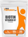 BulkSupplements.comビオチン10000mcgパウダー - ビタミンB7、髪、皮膚、爪のためのビタミン - グルテンフリー、給食(10mgビオチン)、1g、100g(3.5オンス)(パッケージ1)