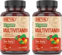 DEVA Vegan Multivitamin & Mineral Supplement with Iron 2-Pack, Spirulina, Chlorella, Ashwagandha, Broccoli & More, 90 Coated Tablets Each