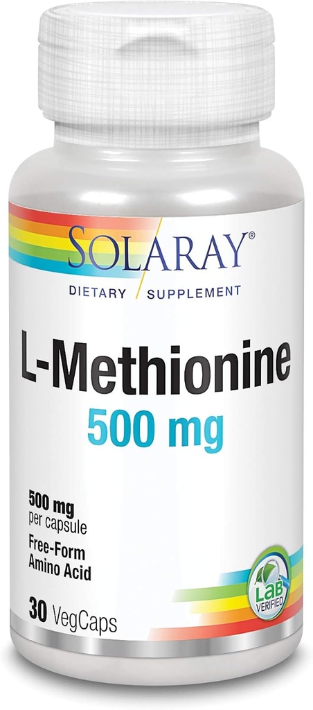 SOLARAY L-メチオニン - 無料のフォームアミノ酸 - 500 MG(30カプセル)