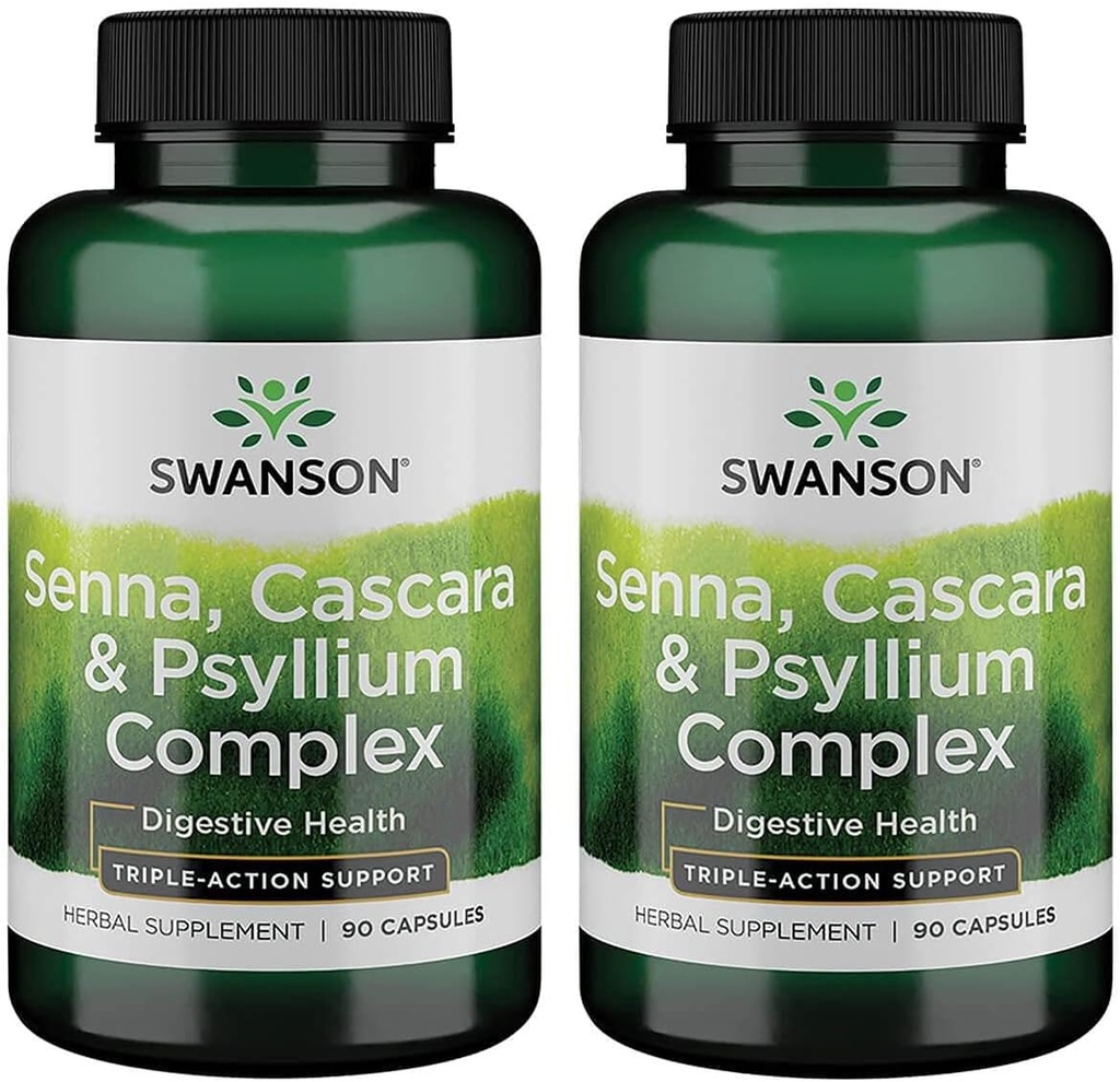 Swanson Senna Psyllium Cascaraの複雑なGIのtractの規則性サポート90のカプセル(2パック)