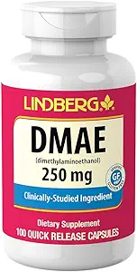 リンバーグ DMAE | 250mg | 100カプセル | 非GMO、グルテンフリーサプリメント