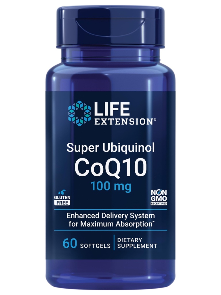 ライフエクステンションスーパーUbiquinol CoQ10、心臓健康サプリメント、セルエネルギー、酸化ストレス防御、最大吸収、100mg、非GMO、グルテンフリー、60ソフトゲル