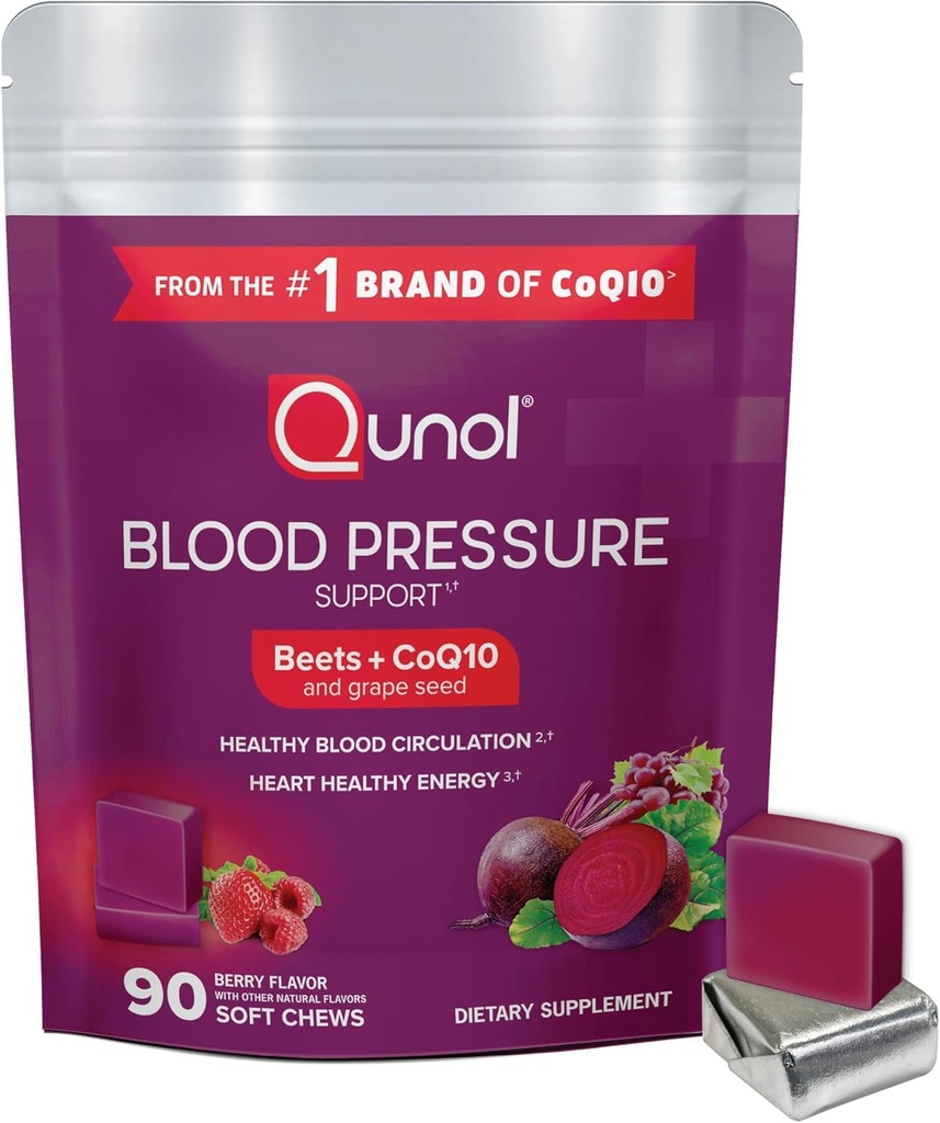 Qunolは血圧サポートのための咀嚼、1ビートの3つ+ CoQ10 +ブドウの種のエキス、サポート健康な血の循環及び中心の健康なエネルギー、90の咀嚼を支持します