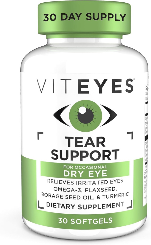 Viteyesの破損サポート目のかどるブレンド、機会の乾燥した目の補足、目の低下無し、赤みの改善、目のビタミン、かゆみ目のためのアレルギーサポート、オメガ3の魚油、30 Softgels