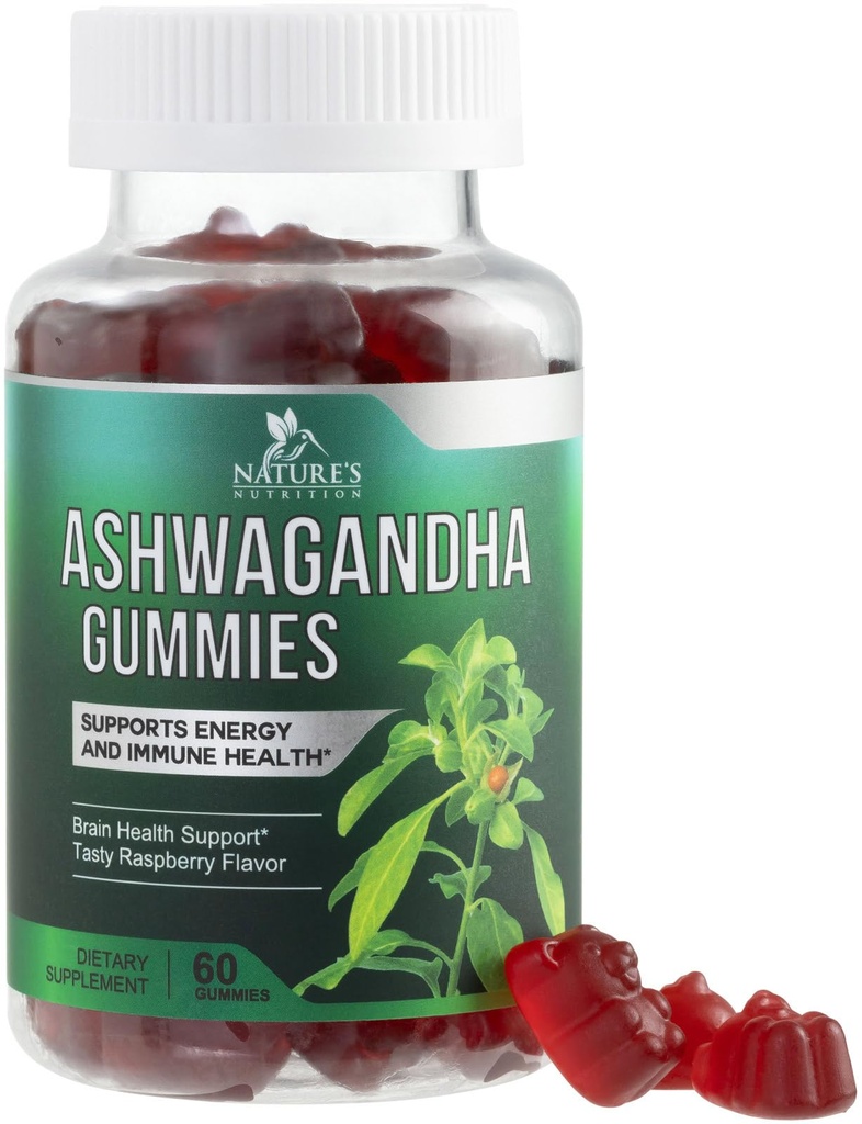 Ashwagandha Gummies 30:1 抽出物から 3000mg - ビーガン, プラントベース, 非GMO, グルテンフリー & ゼラチンフリー, 女性のためのアシュワガンダサプリメント & 男性, ナチュラルカルム, リラックス, & 免疫サポート, 60 ガミー