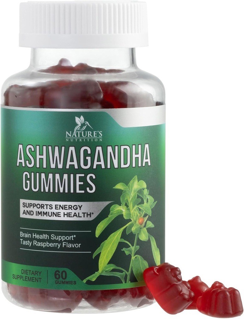 Ashwagandha Gummies 30:1 抽出物から 3000mg - ビーガン, プラントベース, 非GMO, グルテンフリー & ゼラチンフリー, 女性のためのアシュワガンダサプリメント & 男性, ナチュラルカルム, リラックス, & 免疫サポート, 60 ガミー
