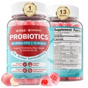 NEVISS Probiotic + 大人のためのプレバイオティックグミー & キッズ4 +, 砂糖無料Chewable 50 Billion CFUs w/Fiber, ビタミンB1 B2 D3 & 亜鉛, 消化 & 腸の健康, ブーストマイクロフローラ多様性, 60 Cts
