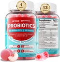 NEVISS Probiotic + 大人のためのプレバイオティックグミー & キッズ4 +, 砂糖無料Chewable 50 Billion CFUs w/Fiber, ビタミンB1 B2 D3 & 亜鉛, 消化 & 腸の健康, ブーストマイクロフローラ多様性, 60 Cts