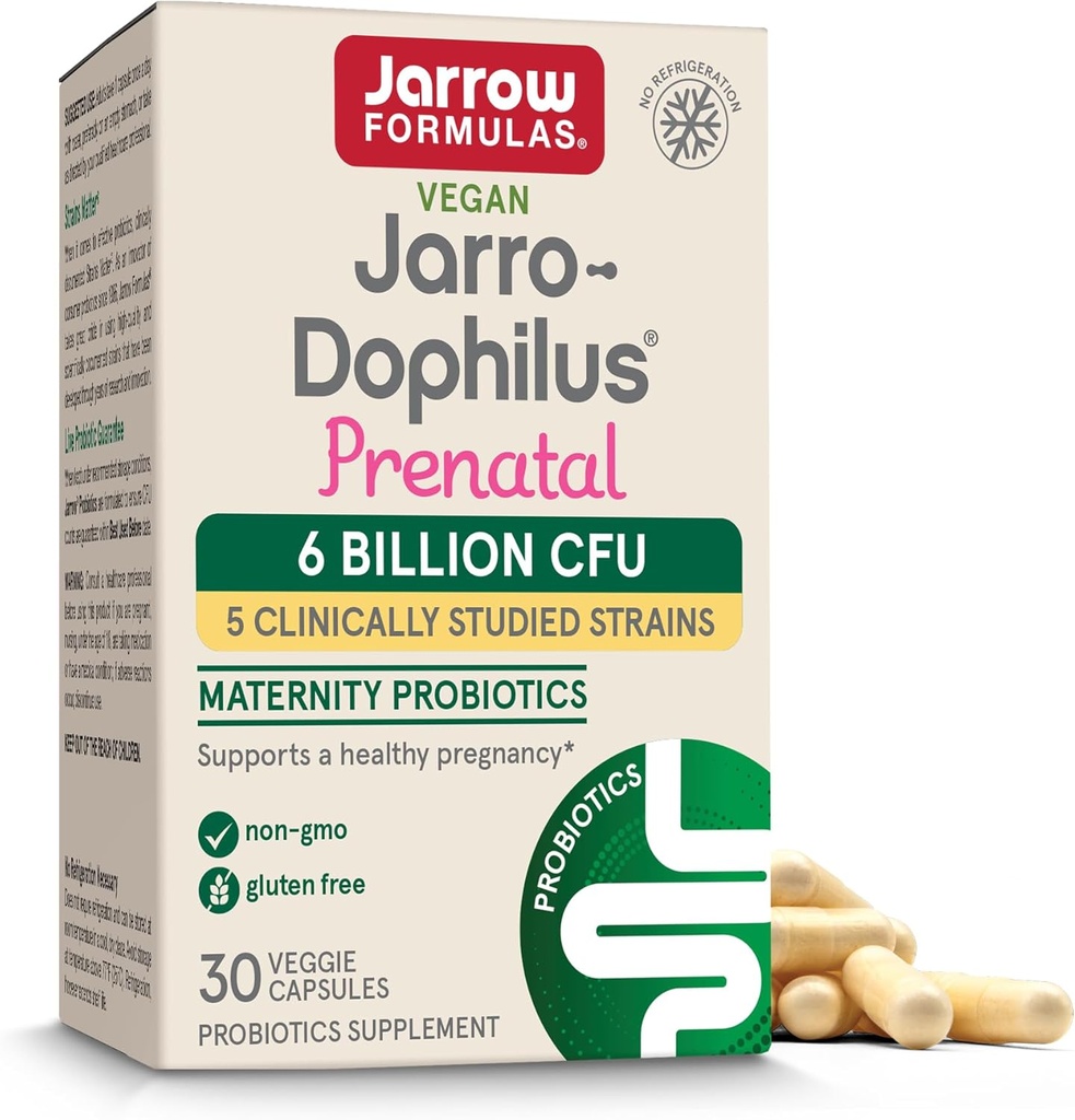 Jarrow Formulas® Jarro-Dophilus® Prenatal Probiotics for Women, 6 Billion CFU, 健康な妊娠をサポート, 30 Veggie Capsule, 30 Day Supply