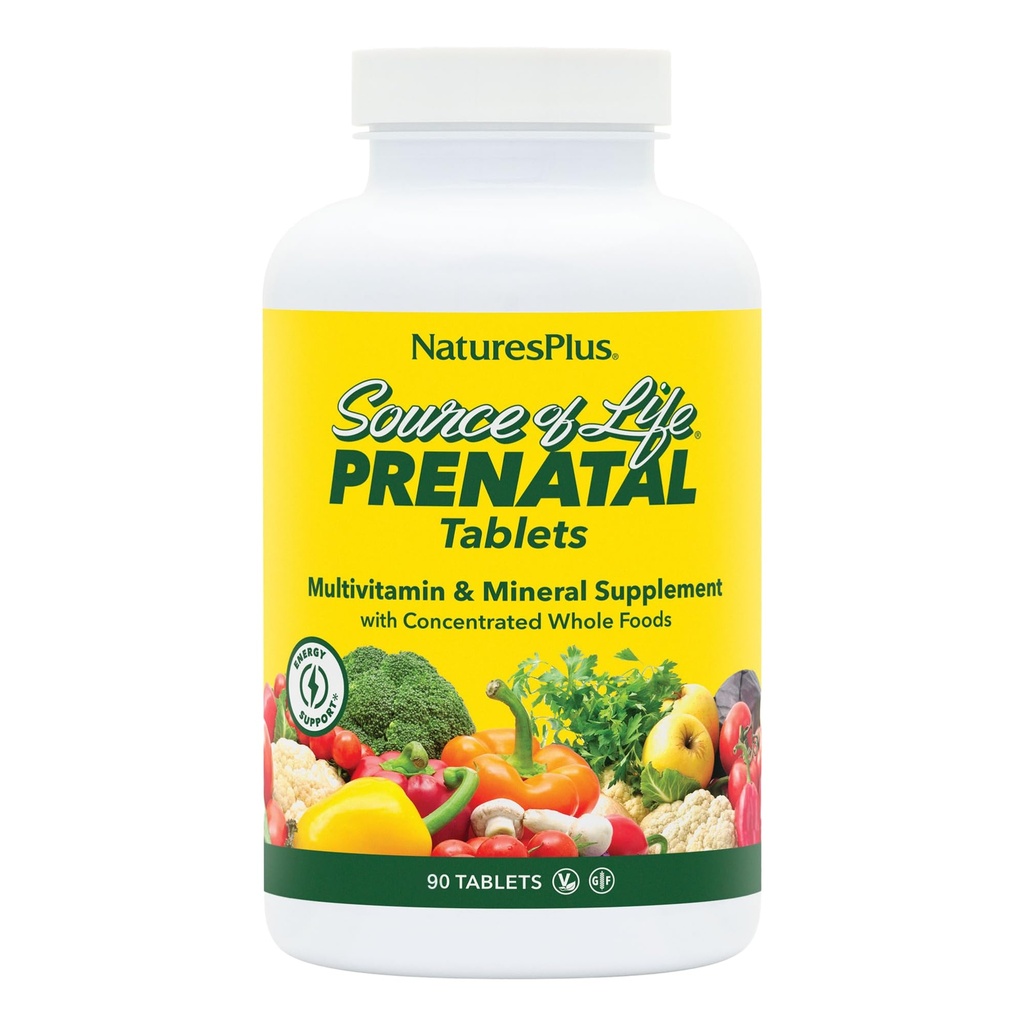 Natures Plus ライフプレナタル - 800 mcg Folate、90 ベジタリアン タブレット - 天然プレナタル ビタミン&ミネラル - 最適な健康とエネルギー - グルテンフリー - 45 サービング