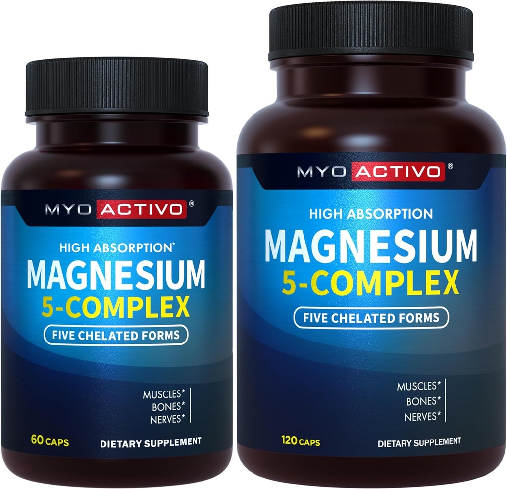 60ct + 120ct - MyoActivo 5-in-1 Magnesium Complex - High Absorption - Chelated Magnesium