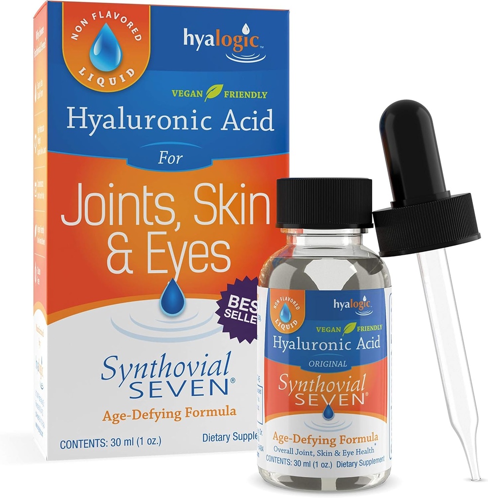 Hyalogic Synthovial 7 - 経口Hyaluronic酸サプリメント1oz - 液体HAサポート皮膚、目、および唇の水分補給 - ビーガン、グルテンフリー1オンス