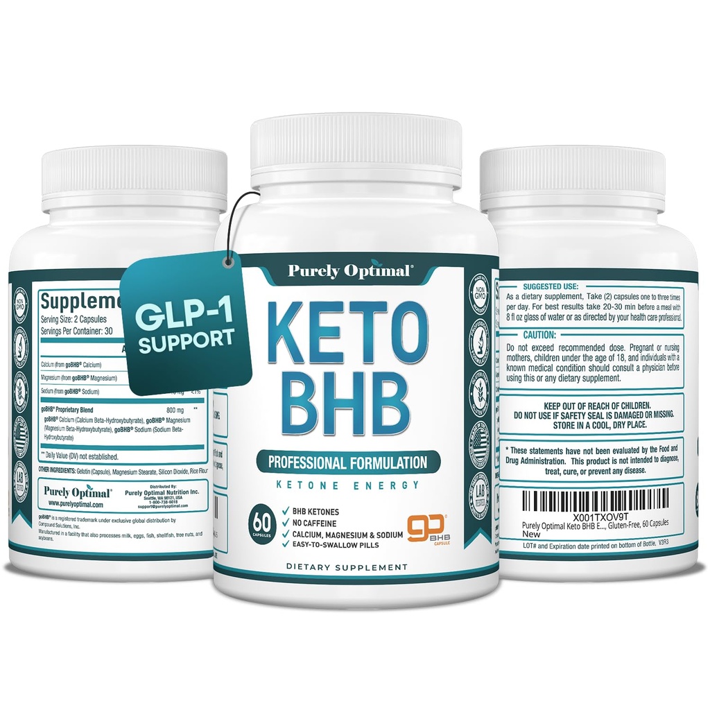 純粋に最適のKeto BHBカプセル–Ketosisサポート、持続的なエネルギー、焦点及びMetabolismのための出生のKetoneの丸薬–女性及び人のため、60のカプセル