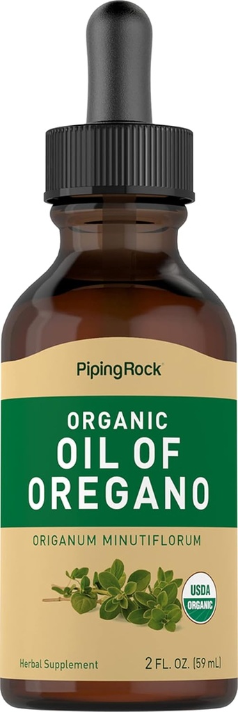 Piping Rock Oil of Oregano Organic Liquid Drops | 2 fl oz | with Extra Virgin Olive Oil | Herbal Extract Supplement | Non-GMO, Gluten Free