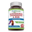 ピュアナチュラルグルコサミンコンドロイチン&MSMサプリメント | サービングあたり1850 Mg | 120カプセル | 非GMO | グルテンフリー | アメリカ製
