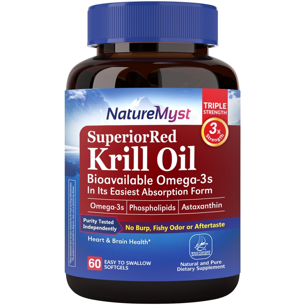 Krillオイル1000のmgのSoftgels、KrillオイルOmega-3s、EPA、DHA、Astaxanthin及びPhospholipids、60の計算(パッケージの1)、非GMO、米国でなされるGluten無し