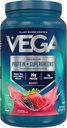 Vega Protein + Supergreens - 20g Plant-Based Protein, Berry, 26 Servings, Real Greens & Veggies, Vegan Keto, 0g Added Sugar, Non-GMO, Gluten Free, Dairy Free, 1.7lbs (Packaging May Vary)
