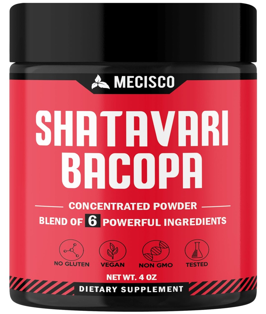 6in1 Shatavariパウダーオーガニック - Shatavari Root、Bacopa Monnieri、Ashwagandha Root、Vitex Berry、Fenugreek、ブラックペッパーとブレンド - サポート若返り、エネルギーとバイタリティを促進 - 4 Oz