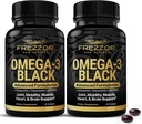 FREZZOR Omega 3 ブラック のための 関節ケア & 快適 - ニュージーランド グリーン リッピング Mussel オイル カプセル; 53x 高い効力 と UAF1000 + スーパー 抗酸化物質、魚の後味、60 カウント (パック 2)