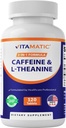 Caffeine 100mgのVitamatic L-Theanine 200mg - 120の菜食主義者のタブレットのNootropicの補足はエネルギー及び精神を集中しました