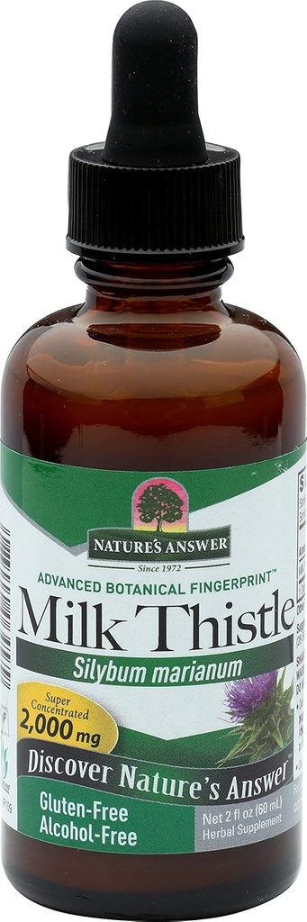 Nature's Answer Milk Thistle Extract | ヘルシーな肝臓機能の促進 | Cleanse and Detox Supplement | Non-GMO、Kosher認定&グルテンフリー1oz (2パック)