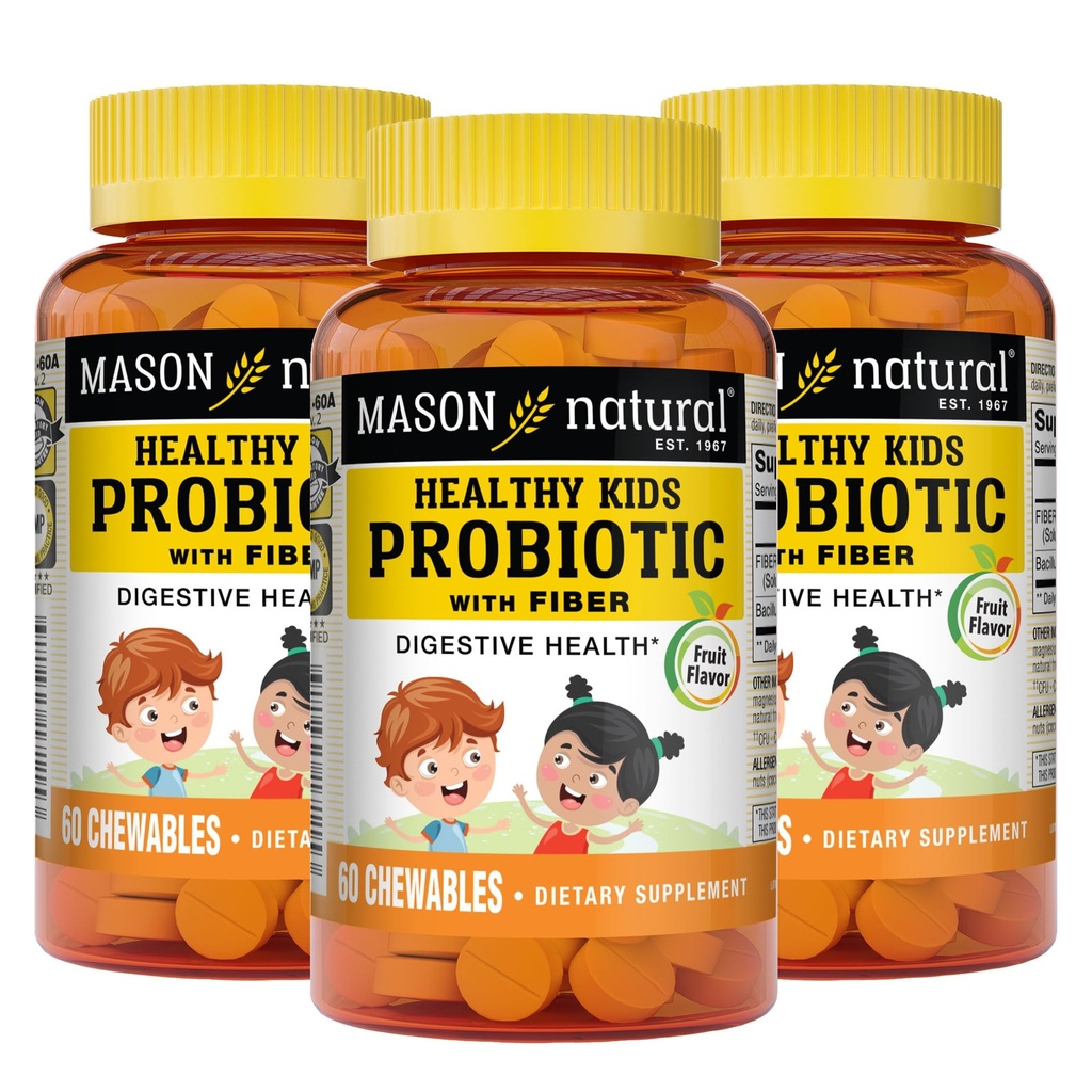 MASON NATURAL 健康な子供は繊維-健康な消化機能、改良された腸の健康、60 のChewables のプロバイオティックをからかいます(3)のパック