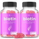 NutraChamps Sugar Free Biotin Gummies 10000mcg [High Potency] - 健康な髪、女性のためのスキン&ネイル、男性&子供 - 5000mcgごとに - ビーガンヘアヘルスビタミンサプリメント - ラズベリー(2パック)