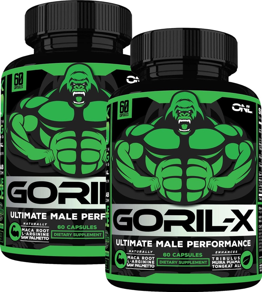 男性のためのテストステロンブースターサプリメント - ゴリルXワークアウト男性の強化の丸薬1000mg - 増加サイズ、強度とエネルギー - ホニーゴート雑草付き、トンカットアリ&トリブラステルレスト - 60カプセル(2pk)
