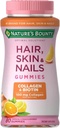 Nature's Bounty Optimal Solutions Hair, Skin & Nails with Biotin and Collagen, Citrus-Flavored Gummies ビタミンサプリメント, 2500 mcg, 80 Ct, 40 Total サービング