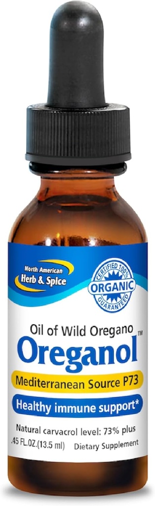 NORTH AMERICAN HERB & SPICE Oreganol - 0.45 fl. oz. - 加工されていない、ワイルド、有機オレガノオイル - 地中海ソースP73 - 非GMO - 194 サービング