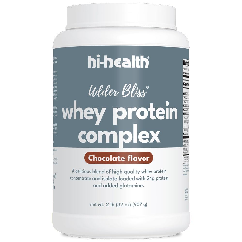 Hi-Health Udder Bliss Whey Protein Complex Powder、Bioavailable Whey Protein Concentrateのブレンド、Glutamine、チョコレート(2ポンド)の分離