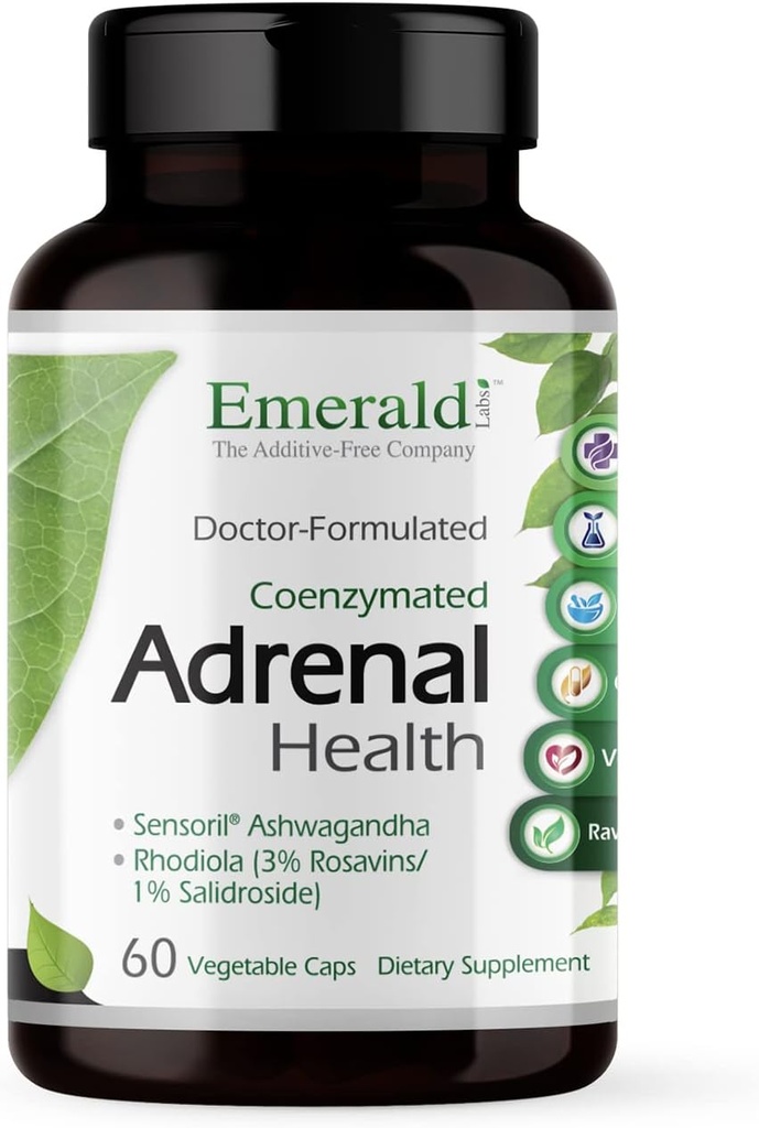 EMERALD LABS Adrenal Health - ストレスリリーフ、エネルギーサポート、およびResorative Sleep with Sensoril Ashwagandha、ビタミンB、Rhodiola、その他* - グルテンフリー - 60野菜カプセル(30日供給)