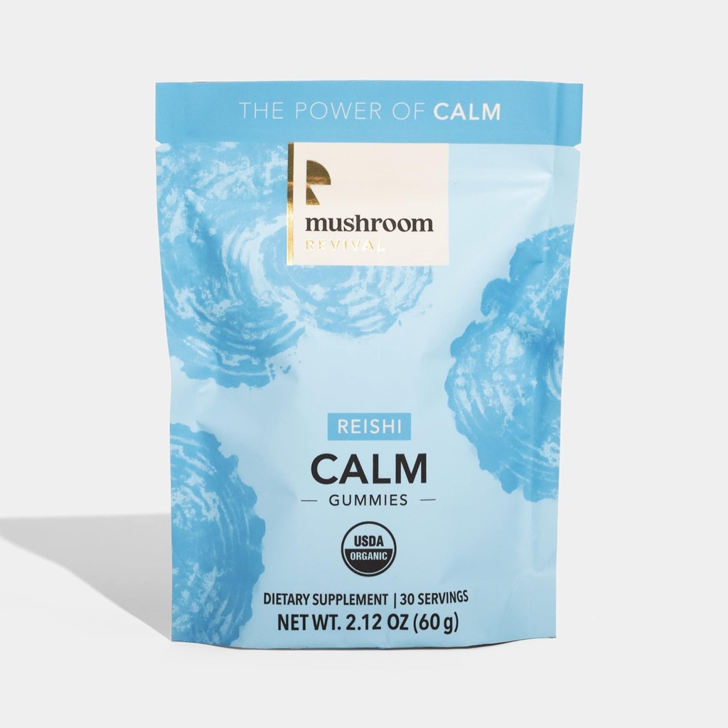 きのこの復活, 有機, Reishi Calm Gummies, 2.12 Ounces, NonGMO, 完全菜食主義者の, グルテンフリー, Keto, 酪農場無料