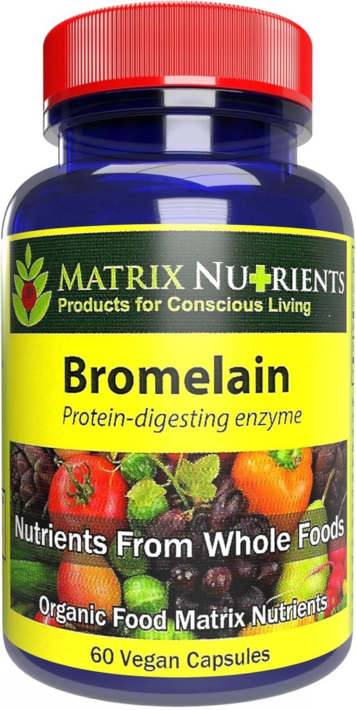 BROMELAIN - 高強力、100%オーガニック、タンパク質 - 消化酵素! 消化不良 - ビーガンカプセル(60ct)