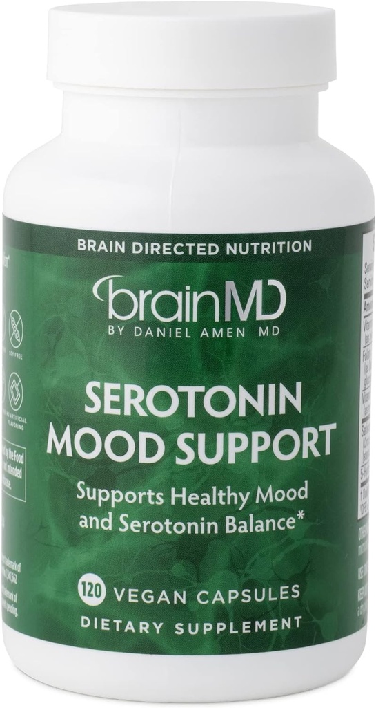 BRAINMD Dr Amen Serotonin Mood サポート - 120 カプセル - ヘルシーなセロトニンバランスをサポート - グルテンフリー - 30 サービング