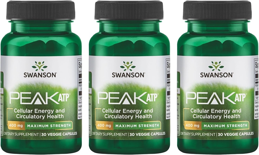 Swansonの最高の強さのピークATP-Naturalの補足は細胞エネルギー サポート 物理的な性能を促進し、健康な血流サポートを促進します-(30の野菜のカプセル、400mg各) 3のパック