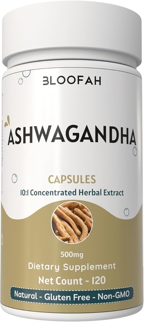 アシュワガンダルートカプセル500mg | 濃縮10:1抽出物withania somnifera | 非GMO、グルテンフリー | GMP認証 | ハーブサプリメント | 伝統的ウェルネス(120カウント)