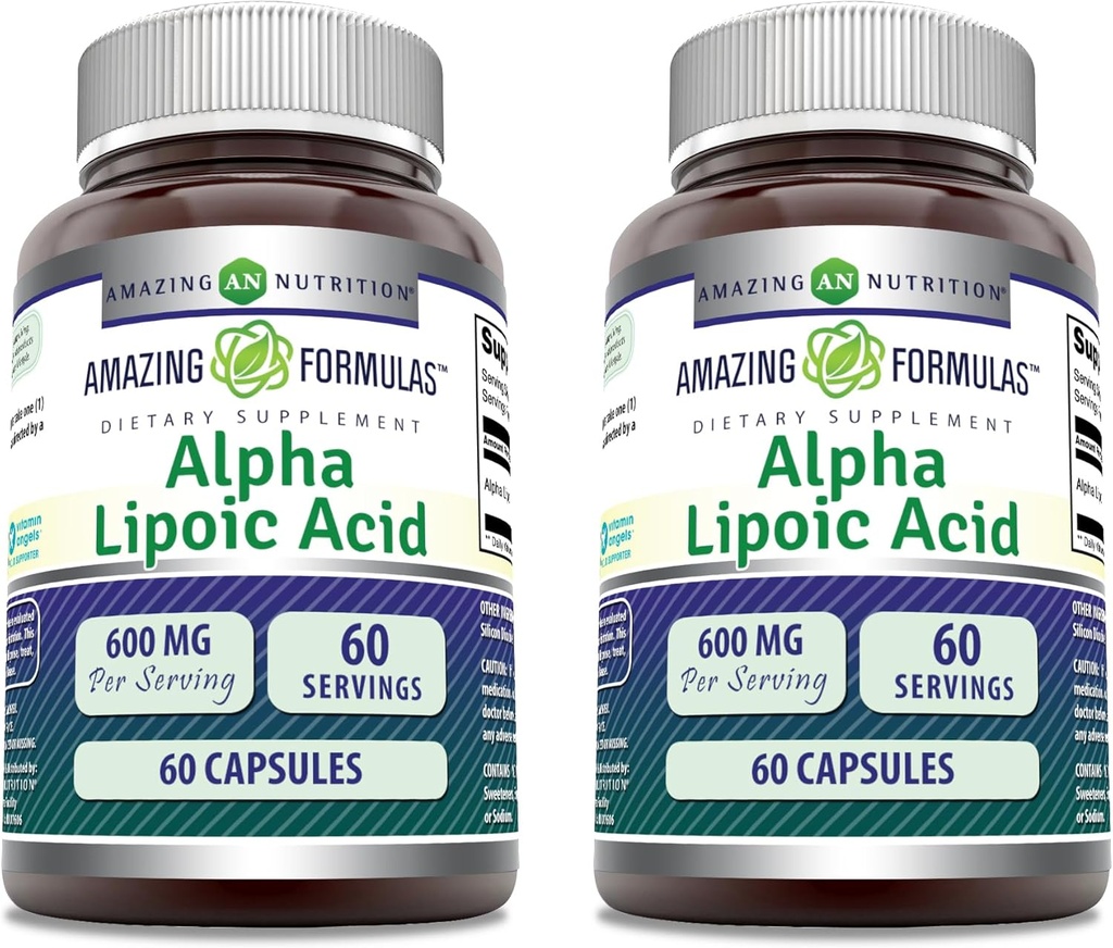 アメイジングフォーミュラアルファリポ酸 | サービングサプリメントあたりの600 Mg | カプセル | ノンGMO | グルテンフリー | アメリカ製(60 | 2パック)