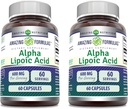 アメイジングフォーミュラアルファリポ酸 | サービングサプリメントあたりの600 Mg | カプセル | ノンGMO | グルテンフリー | アメリカ製(60 | 2パック)