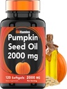 tnvitamins Pumpkin Seed Oil - 2000 mg Per Serving x 120 Softgels | Pumpkin Seed Oil Extract Supplement for Hair Growth and Bladder Control* | Non-GMO