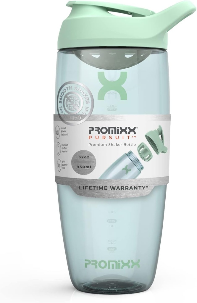 Promixxの追求の蛋白質のシェーカーのびん(32のoz) – 無声非球のミキサー、漏出防止のふた、BPA/BPS及びフタル酸塩なしのECOZEN –蛋白質の揺れ、前及び後ワークアウトのスムージーのための容易なクリーニングのシェーカーのコップ