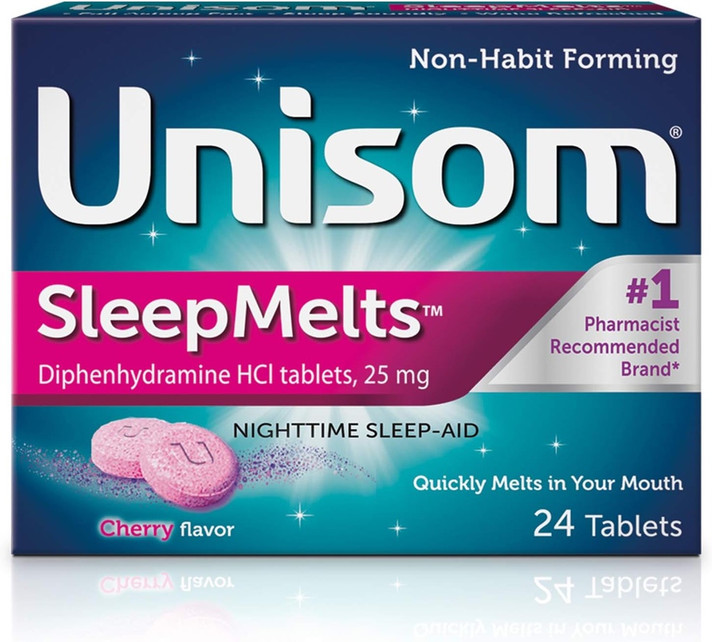 Unisom SleepMelts, Nighttime Sleep-aid, Diphenhydramine HCI, 24錠, 25mg