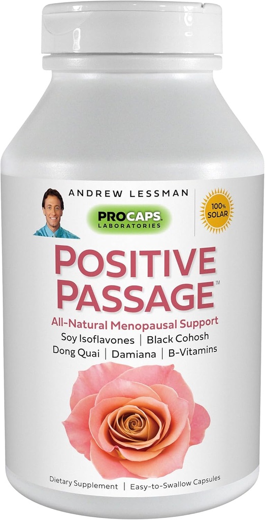 ANDREW LESSMAN の肯定的なパッセージ 60 カプセル - 女性のホルモンのレベルのための自然な月経サポートとバランス。大豆イソフラボン、ブラックコホッシュ、ドンキア、ダミアナ付き。 添加剤なし