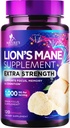 ライオンズマネのきのこのカプセル10,000mg - 記憶および焦点サポートのためのライオンのマネの補足のカプセル、頭脳、免疫の健康サポート、ビーガン、米国でびん詰めにされる、ライオンズマネのきのこの粉のエキス、120の計算