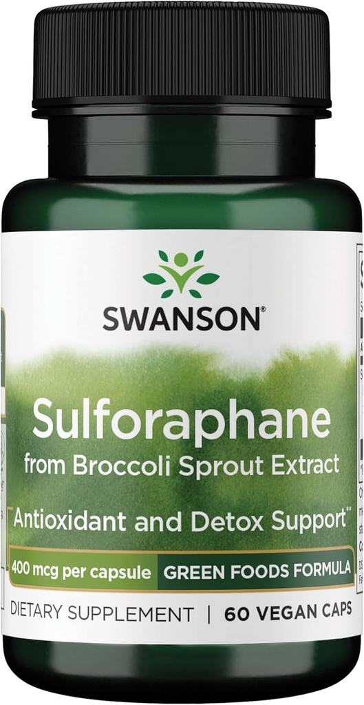 Swanson Sulforaphane - Broccoli Sprout Extractは、セルラー、GI Tract、および肝臓の健康をサポート - 天然サプリメントは、0.4% Sulforaphaneに標準化 - (60ベジギーカプセル、400mcg各)