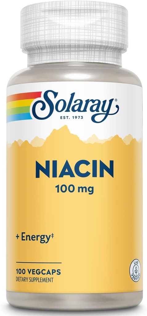 SOLARAY Niacin 100mg ビタミンB3 | 皮膚健康・神経系・循環型サポート | 100ct