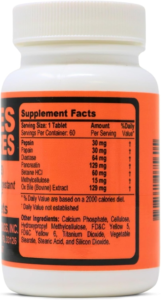 Enzymatic Digestan 60のタブレットが付いている(OX Bile)。