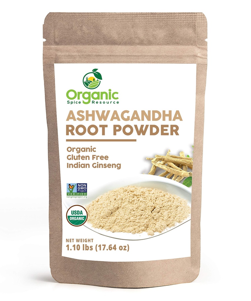 オーガニックアシュワガンダルートパウダー - 1.10ポンド(17.64オンス) | Resealable Kraft Bag,Non-GMO, Indian Ginseng, Withania Somnifera -100% インド製, ShopOSR