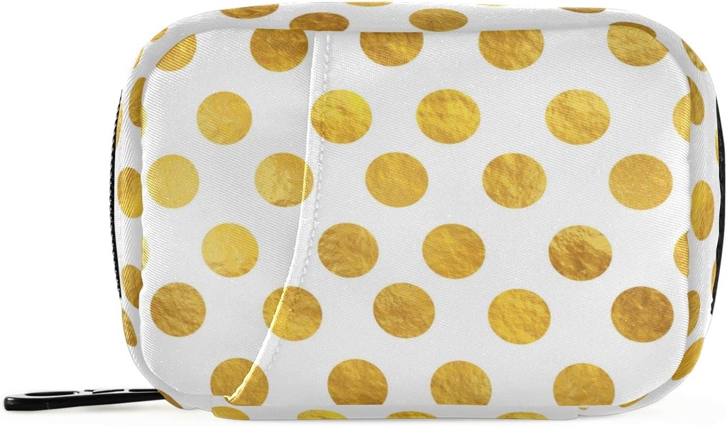 Naanleの金の白いPolkaの点の丸薬箱7の日の場合袋旅行オルガナイザー ジッパーが付いているポータブル週刊コンパクト サイズ ビタミンの補足のホールダーAの点金4.6 x 3.14 x 1.88インチ0.12キログラム